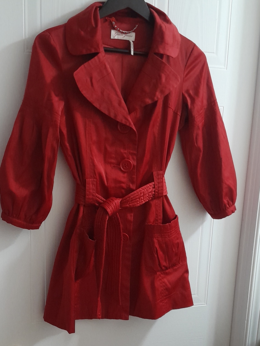 Guess Red Belted Trench Coat